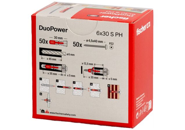 Packaging: "Cheville bi-matière DuoPower 6 x 30 PH avec vis"