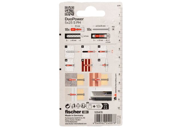 Packaging: "fischer DuoPower 5 x 25 S PH"