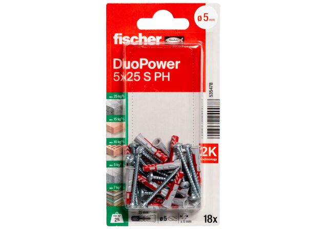 Packaging: "fischer DuoPower 5 x 25 S PH"