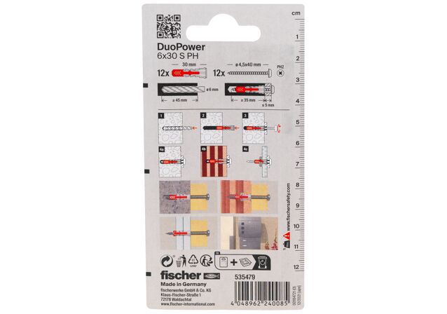 Packaging: "fischer DuoPower 6 x 30 S PH"