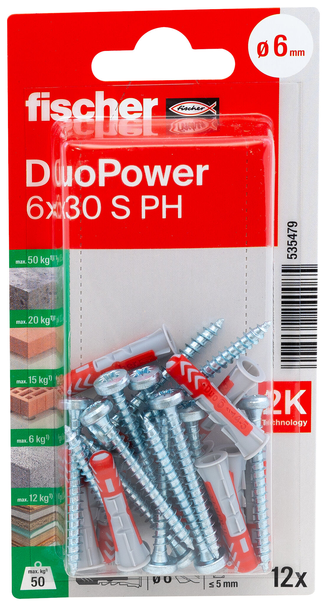 Packaging: "fischer DuoPower 6 x 30 S PH"