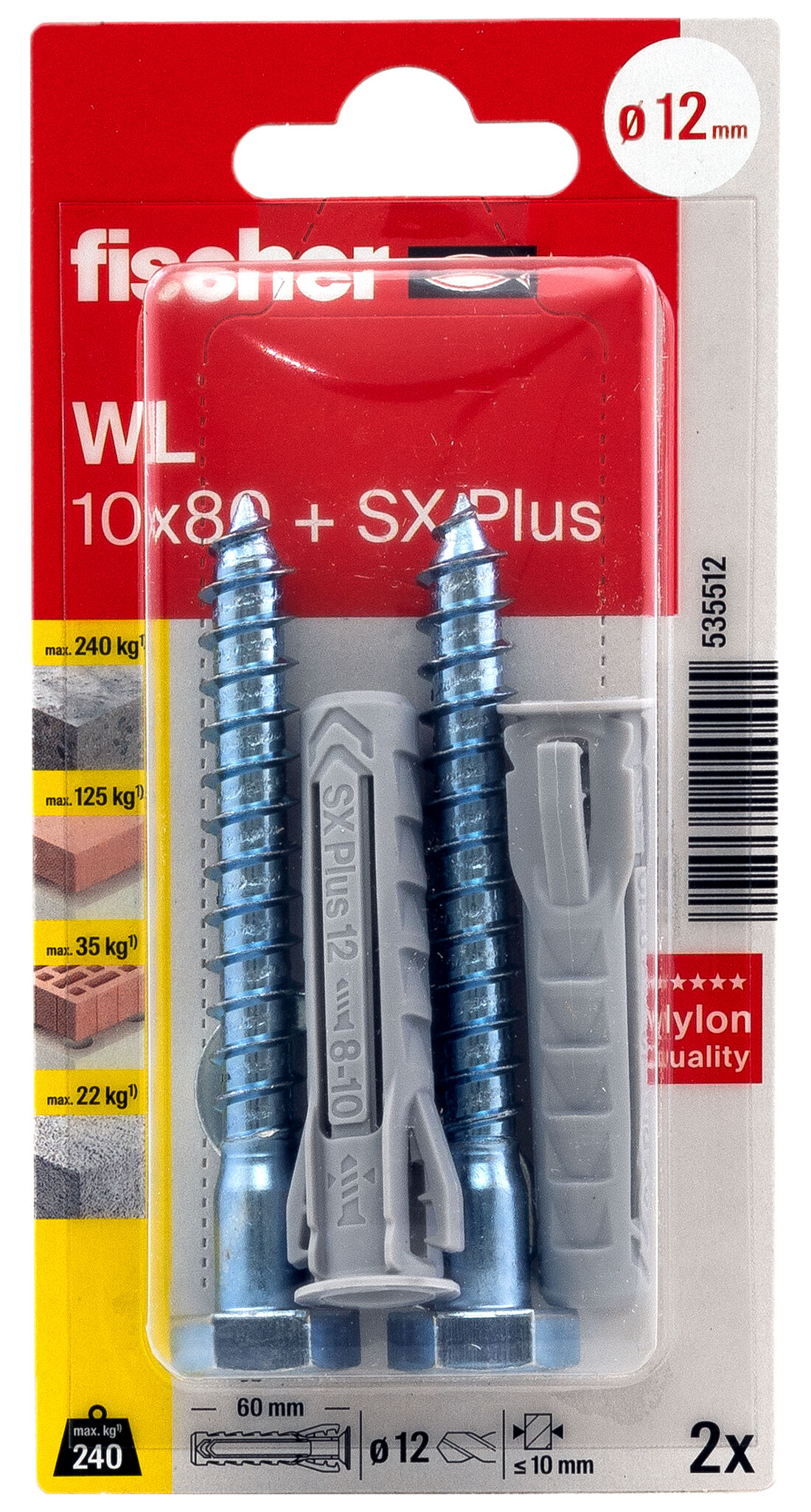 Packaging: "fischer WC and sanitary fixing WL 10 x 80 + SX Plus K SB-card"