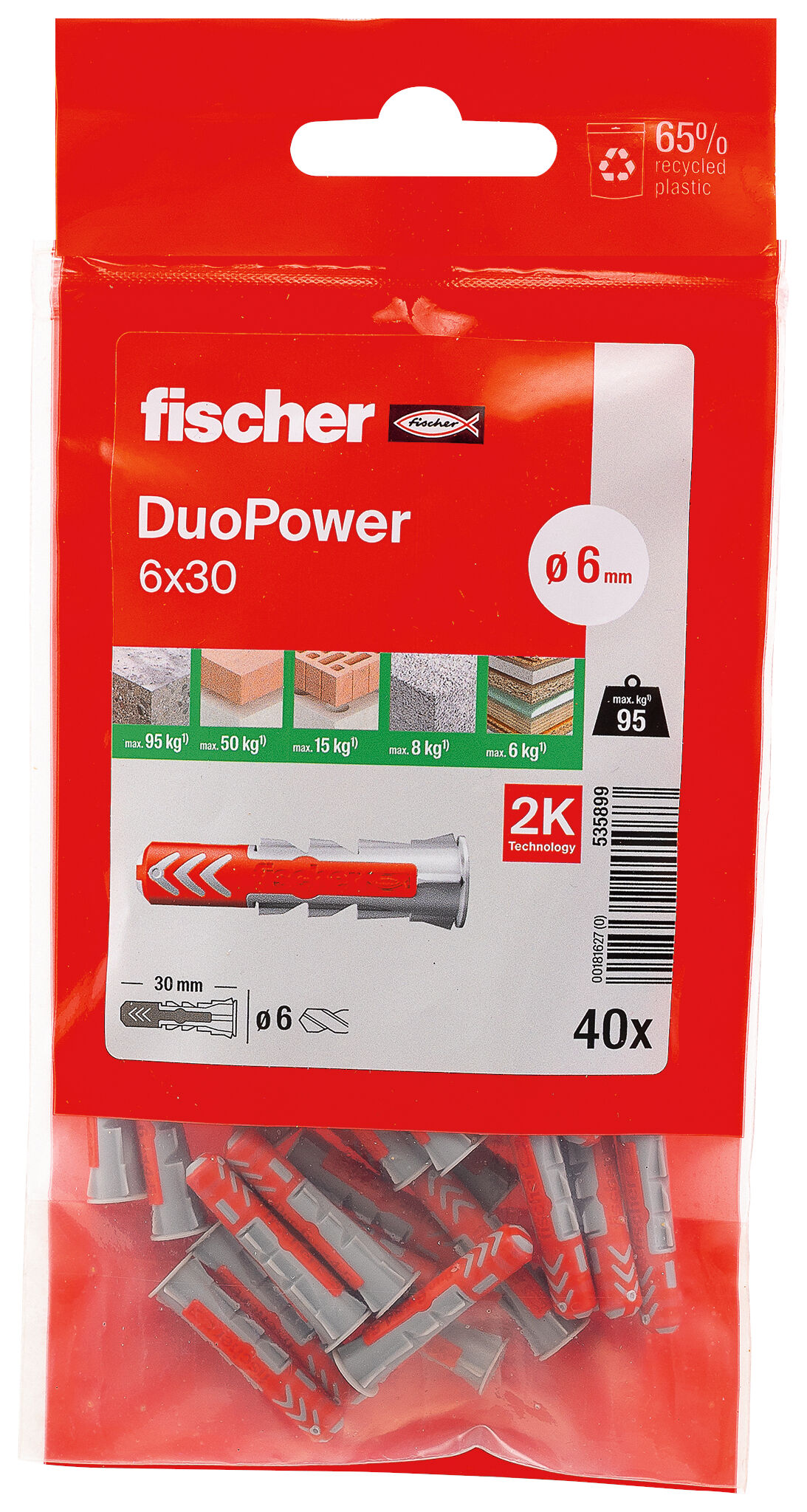 Packaging: "Cheville bi-matière DuoPower 6 x 30 sans vis"