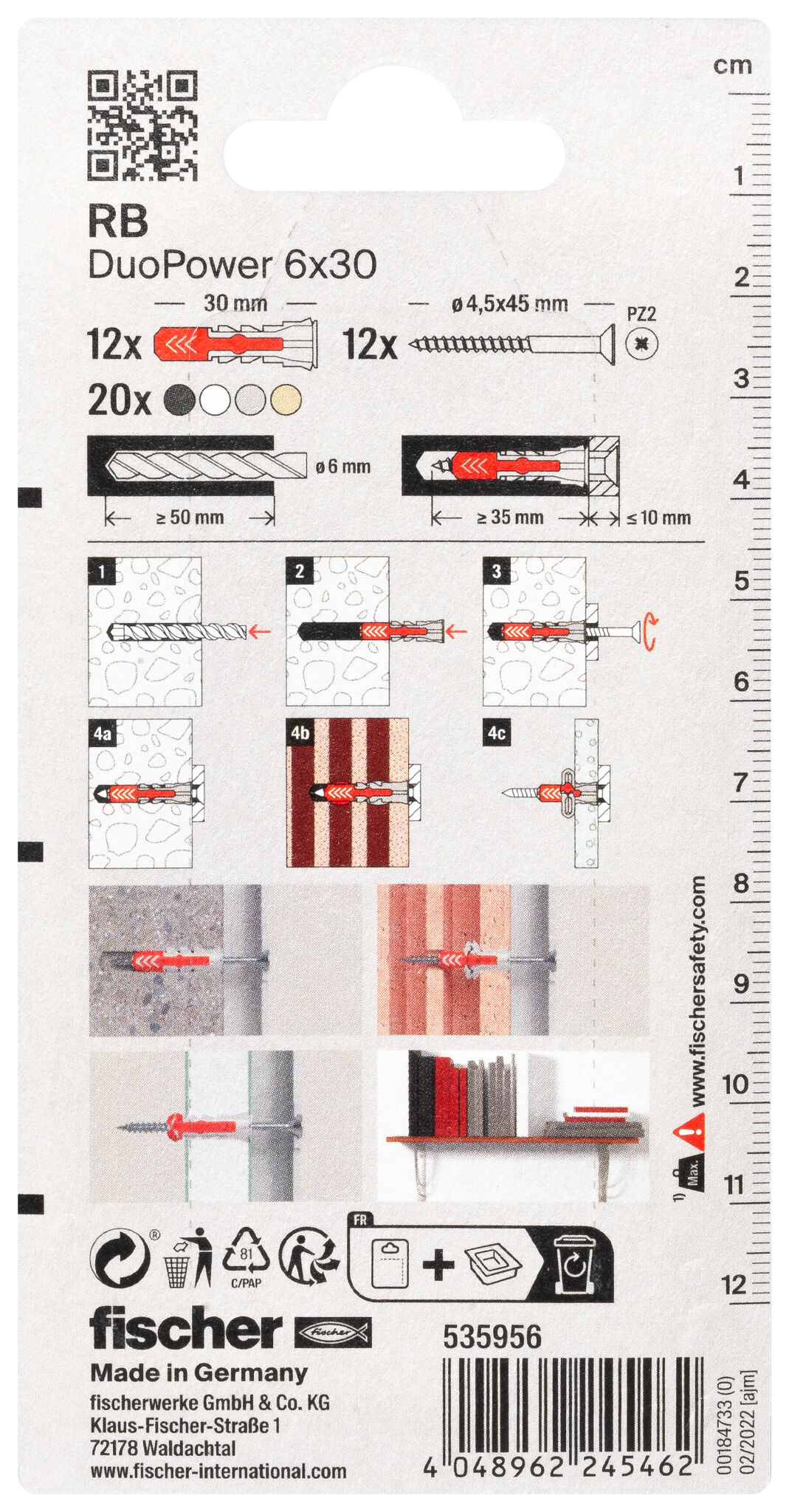 Verpackung: "fischer DuoPower 6 x 30 RB"