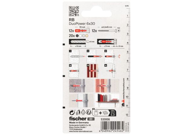 Packaging: "fischer DuoPower 6 x 30 RB"