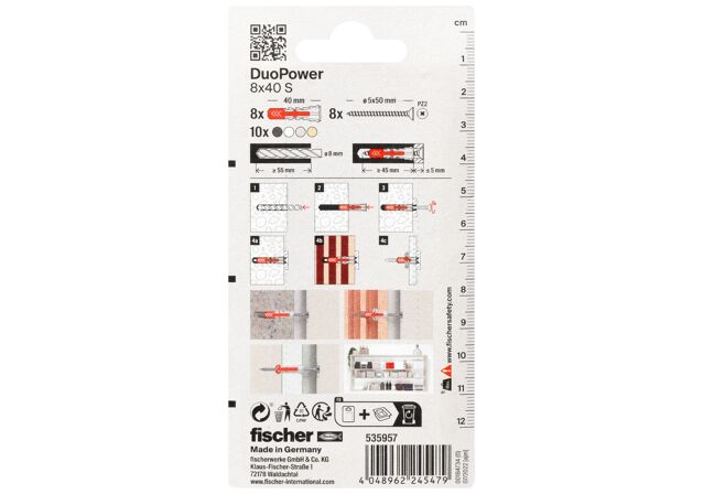 Packaging: "fischer DuoPower 8 x 40 RB"