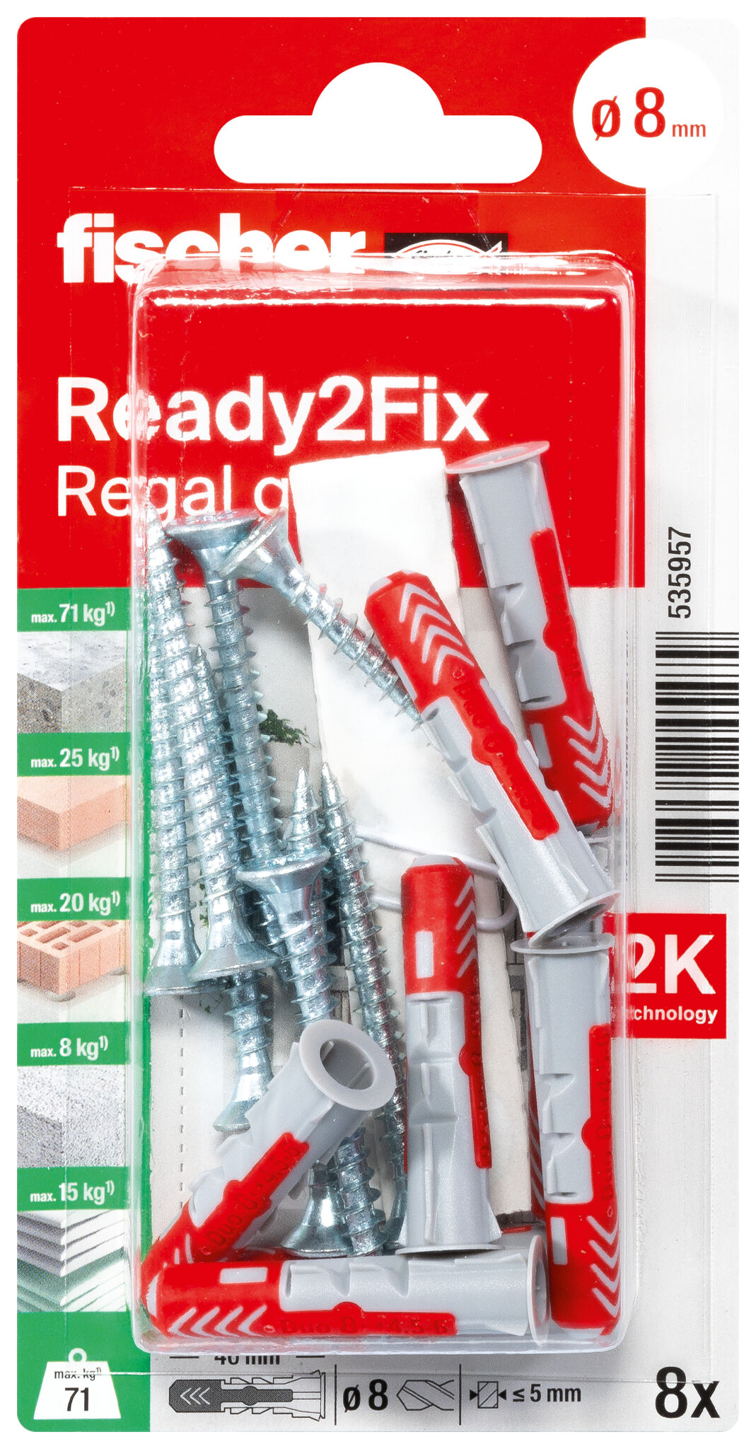 Packaging: "fischer DuoPower 8 x 40 RB"