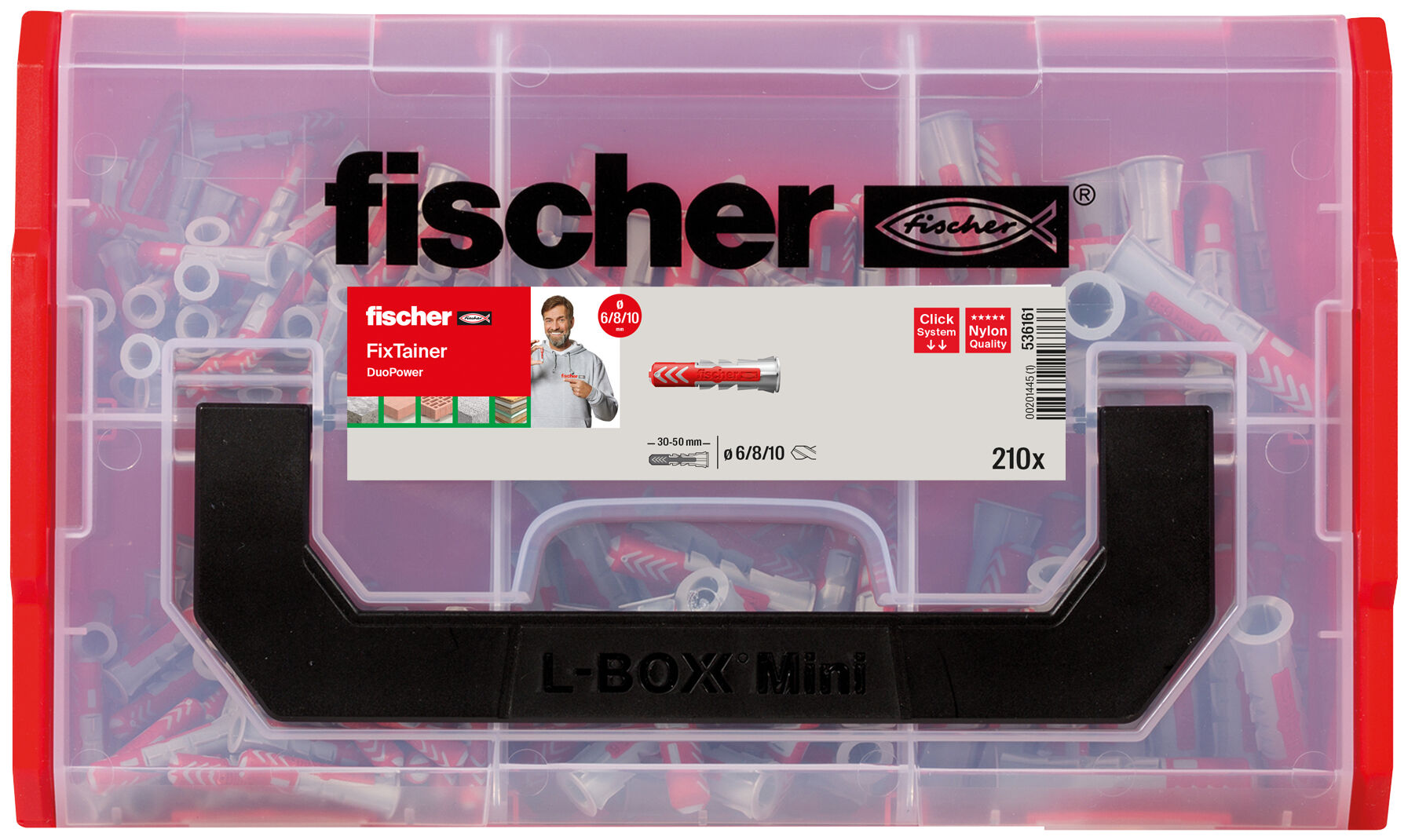 Packaging: "fischer FixTainer - Chevilles tous matériaux fischer DuoPower"