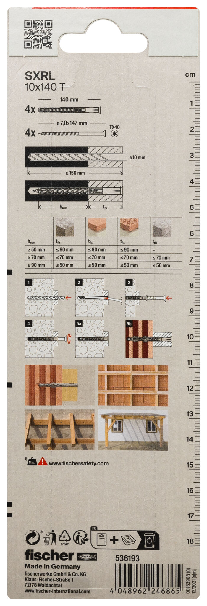 Packaging: "fischer Constructieplug SXRL 10 x 140 T verzonken kop"
