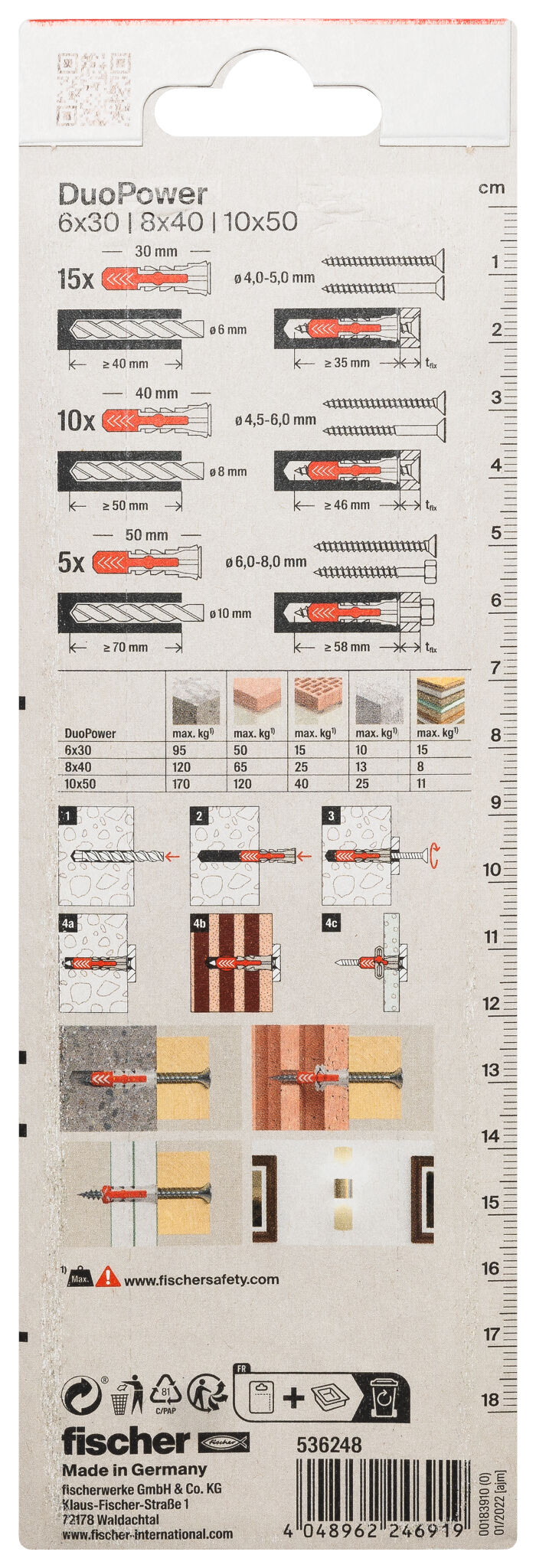 Packaging: "fischer DuoPower 6/8/10"
