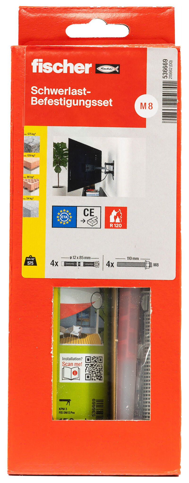 Verpackung: "fischer Schwerlast-Befestigungsset Ankerstange M8"