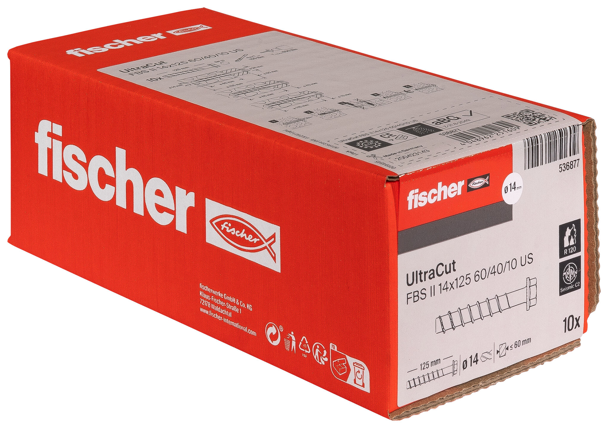 Packaging: "fischer UltraCut FBS II 14 x 125 60/40/10 US"