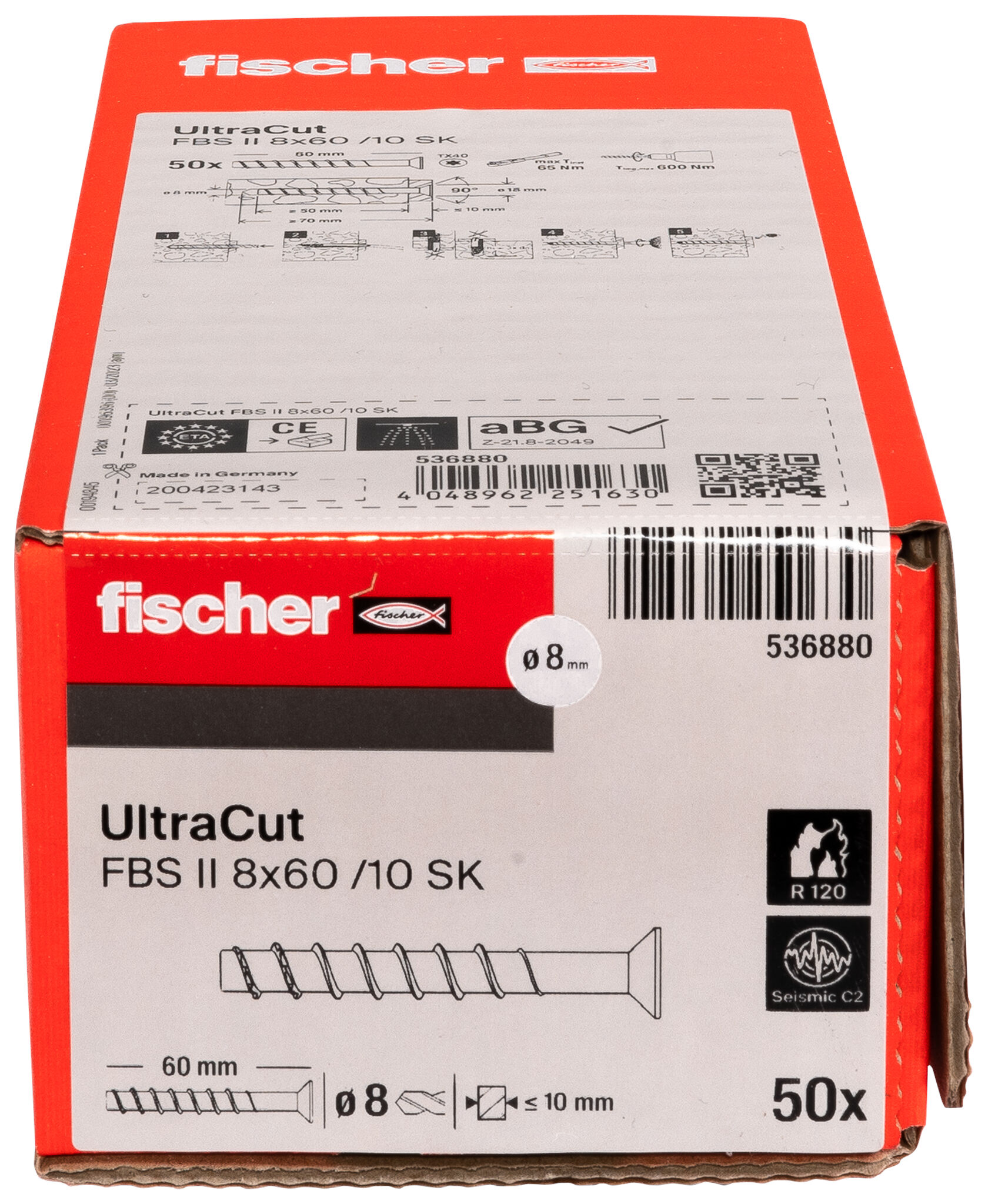 Packaging: "fischer UltraCut FBS II 8 x 60 10/- SK countersunk head"