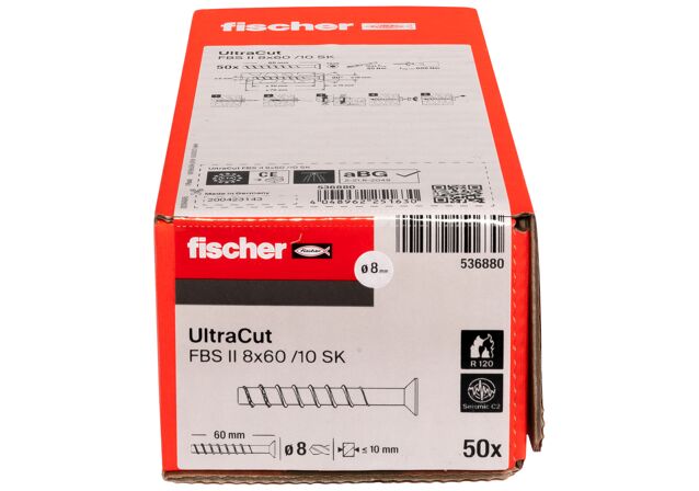 Packaging: "fischer UltraCut FBS II 8x60 SK Μπετόβιδα"