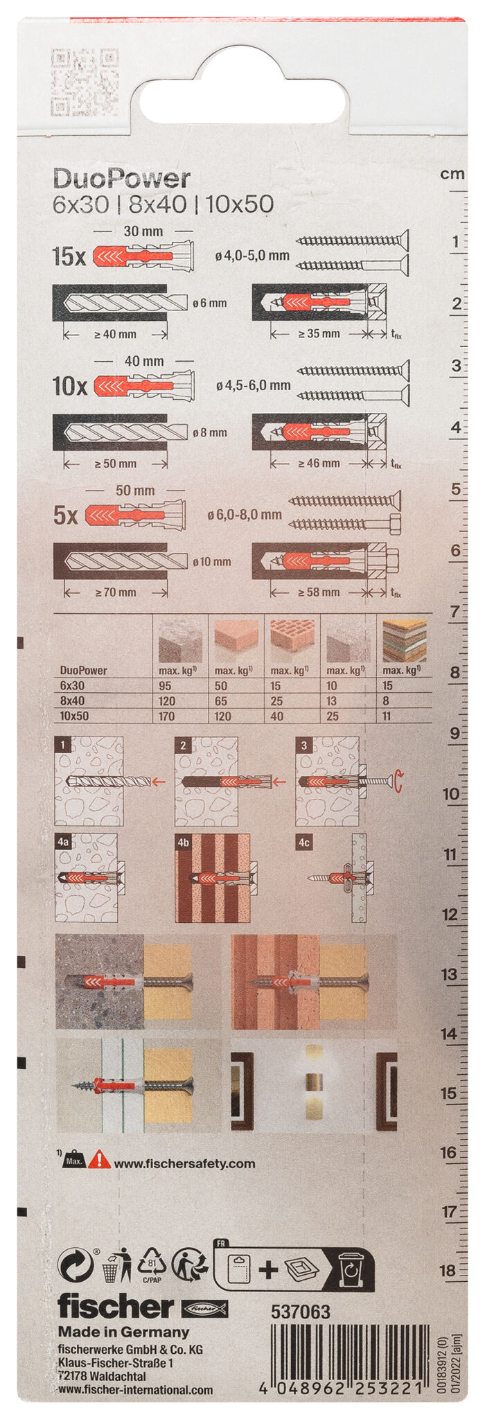Verpackung: "fischer DuoPower 6 / 8 / 10"