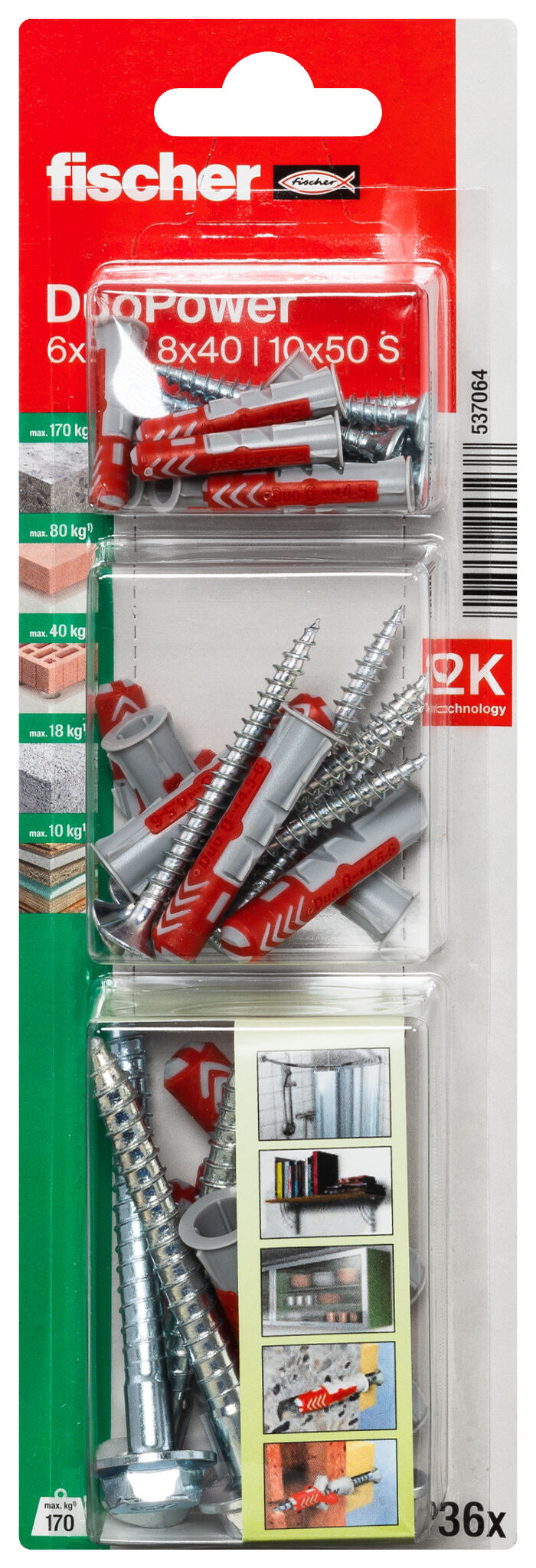 Verpackung: "fischer DuoPower 6 / 8 / 10 S"