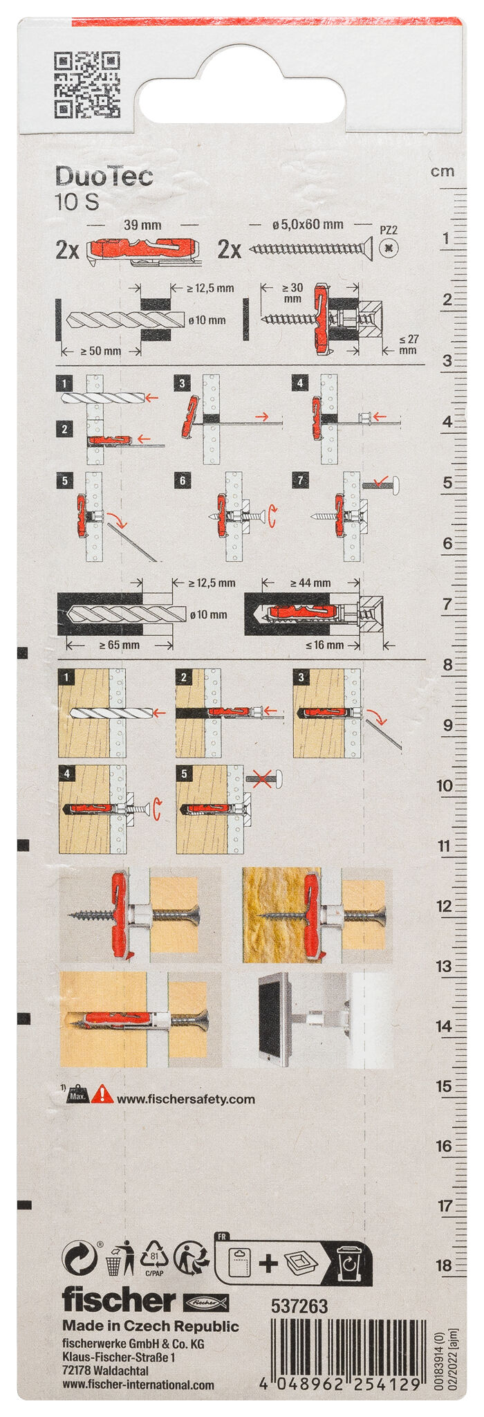Packaging: "fischer DuoTec 10 S screw"