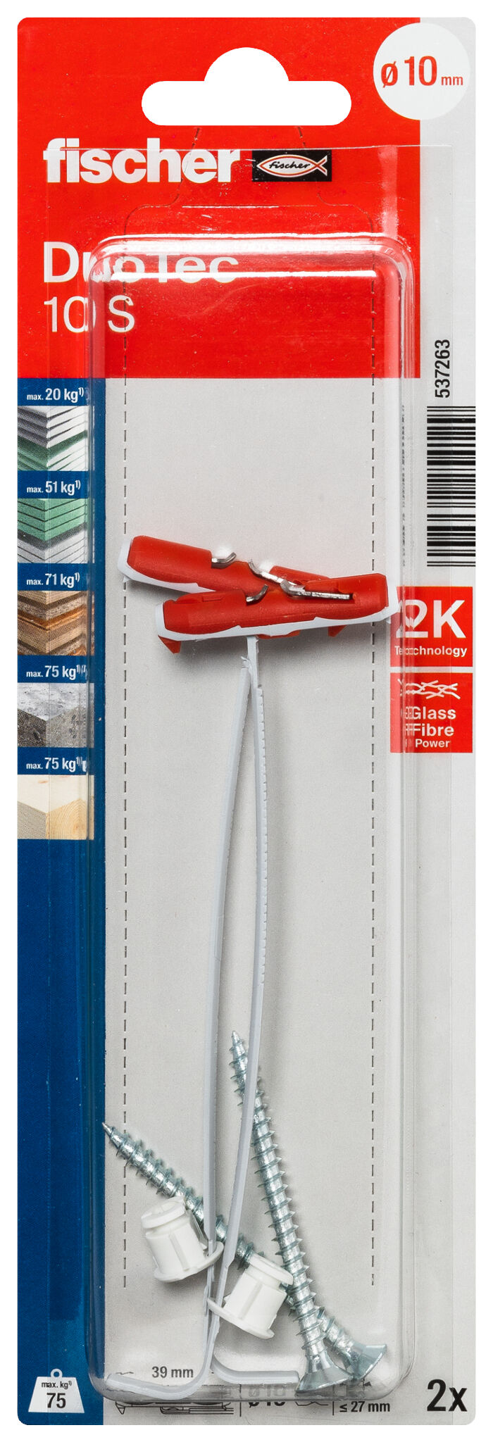 Packaging: "fischer DuoTec 10 S screw"