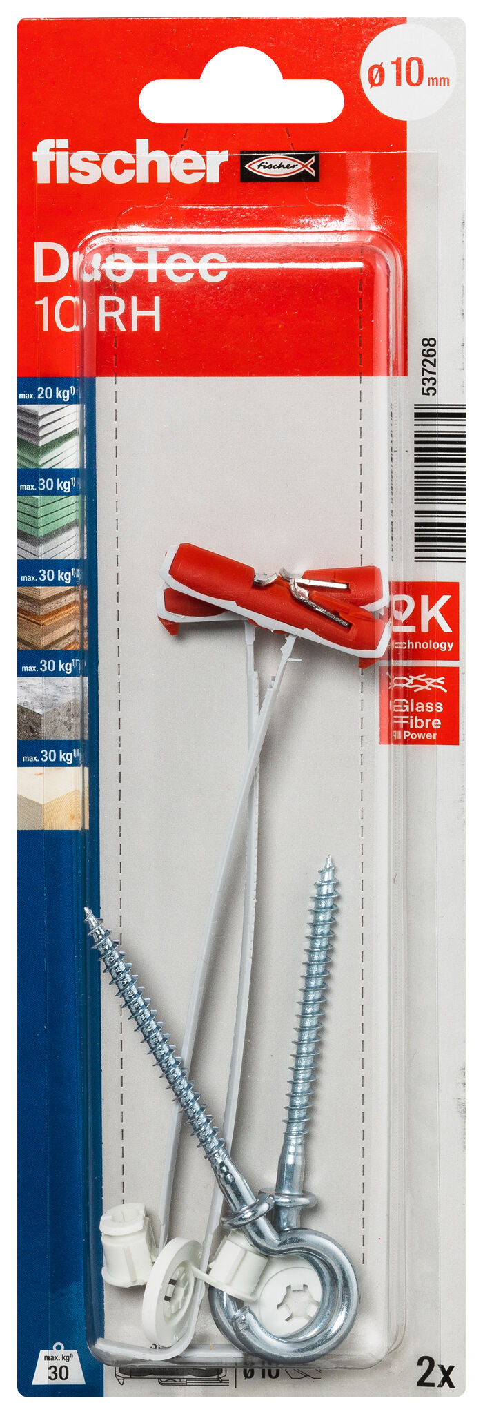 Packaging: "fischer DuoTec 10 RH round hook"