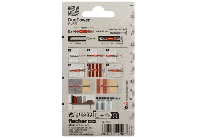 Verpackung: "fischer DuoPower 8 x 65"