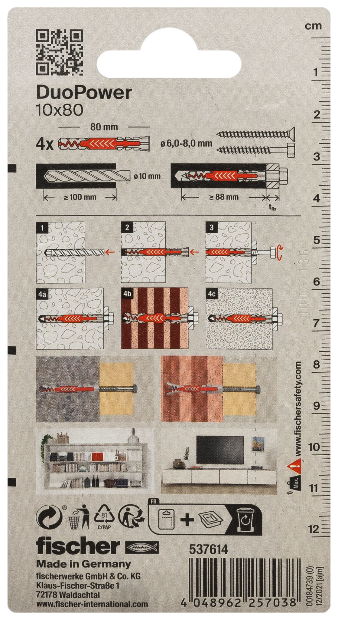 Verpackung: "fischer DuoPower 10 x 80"