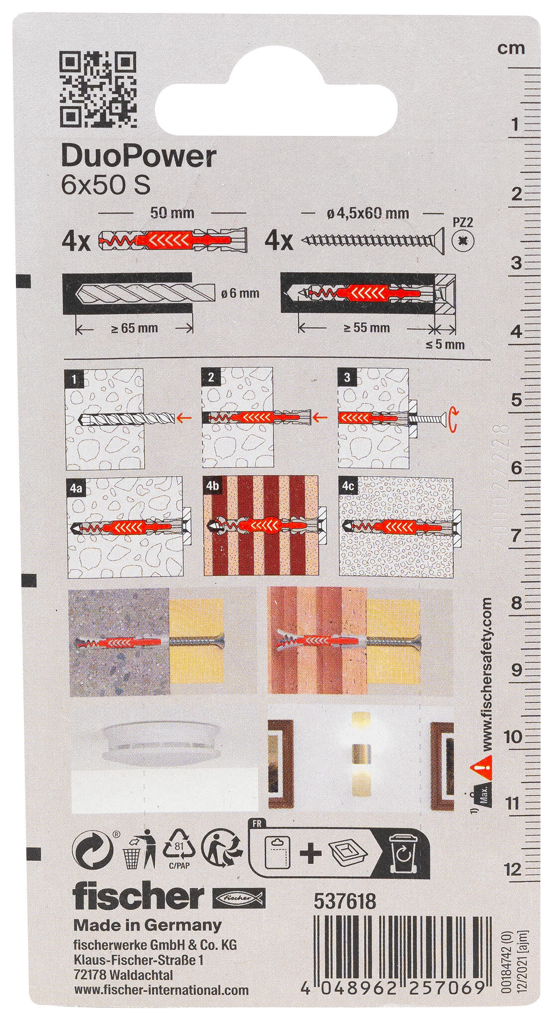 Packaging: "fischer DuoPower 6 x 50 S with screw"