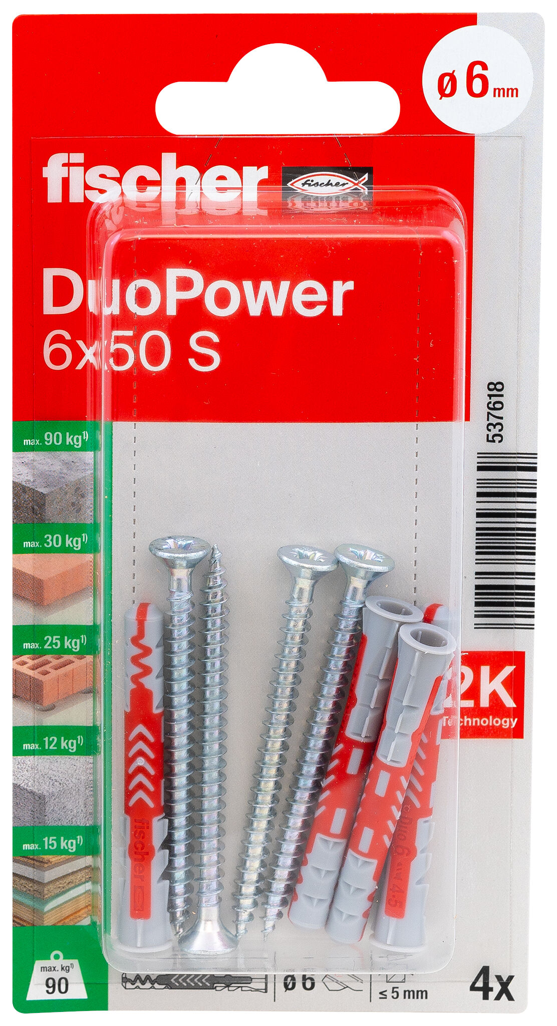 Packaging: "fischer DuoPower 6 x 50 S with screw"