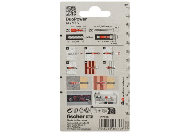 Verpackung: "fischer DuoPower 14 x 70 S mit Schraube"