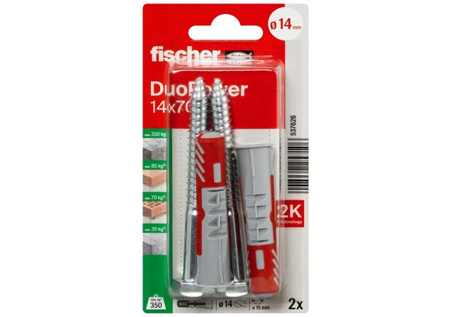 Verpackung: "fischer DuoPower 14 x 70 S mit Schraube"