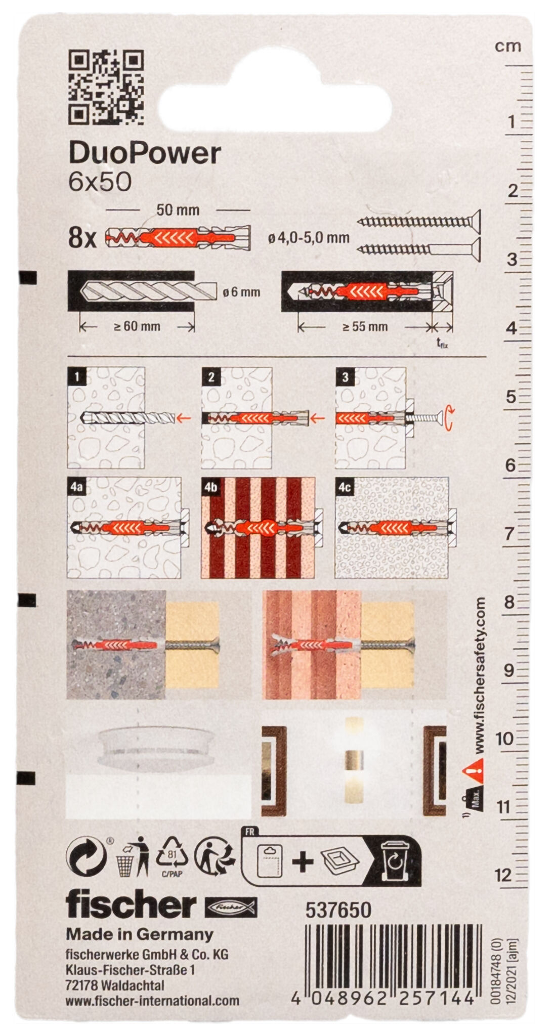 Packaging: "fischer DuoPower 6 x 50"