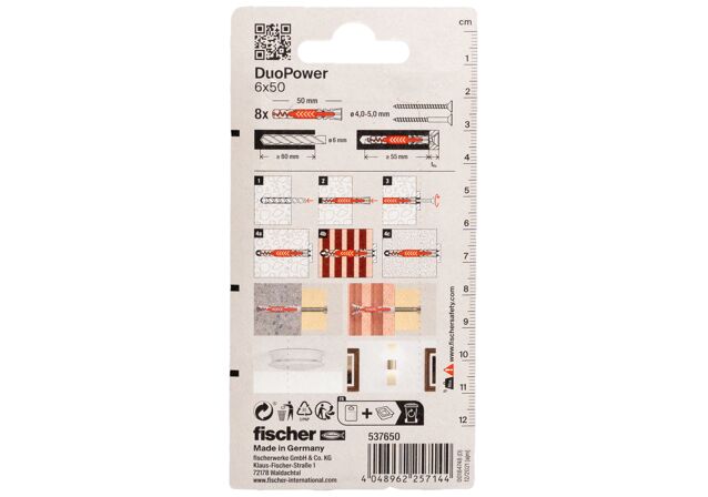 Packaging: "fischer DuoPower 6 x 50"
