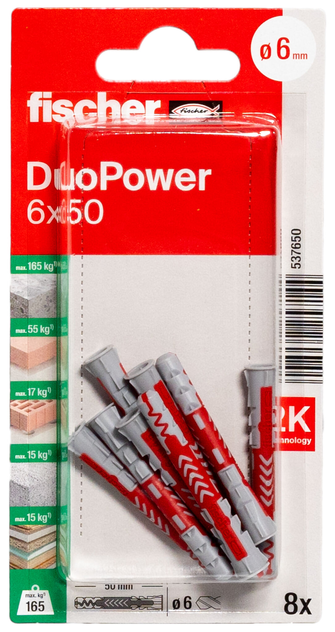 Packaging: "fischer DuoPower 6 x 50"
