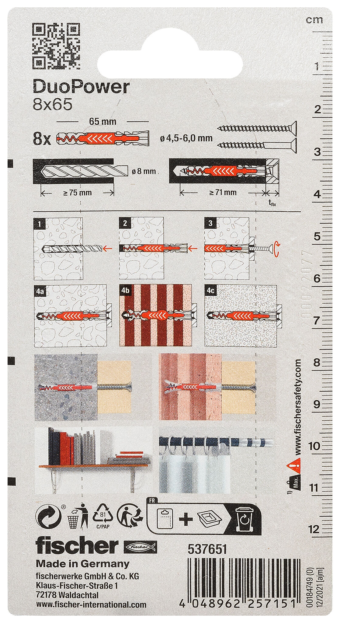 Packaging: "fischer kołek uniwersalny DuoPower 8X65"