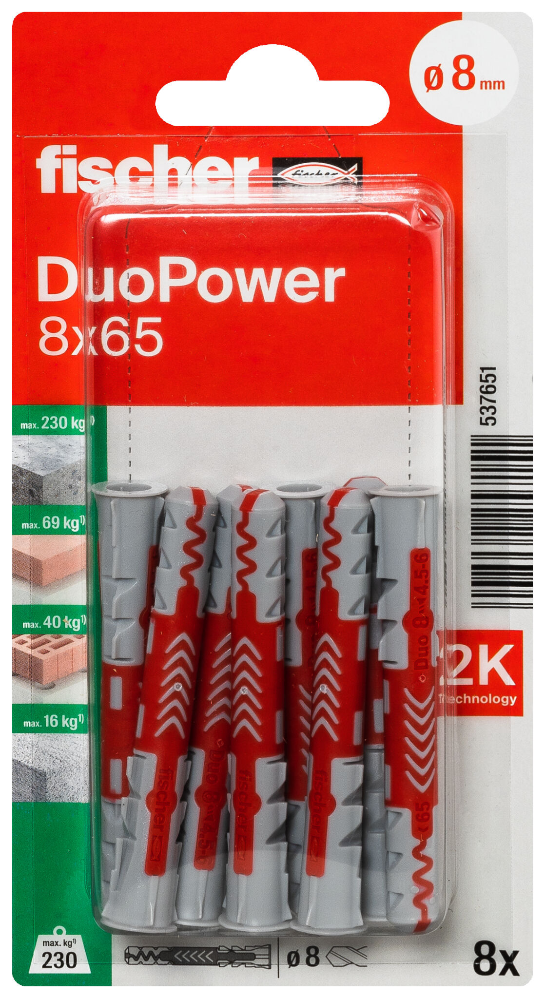 Packaging: "fischer kołek uniwersalny DuoPower 8X65"