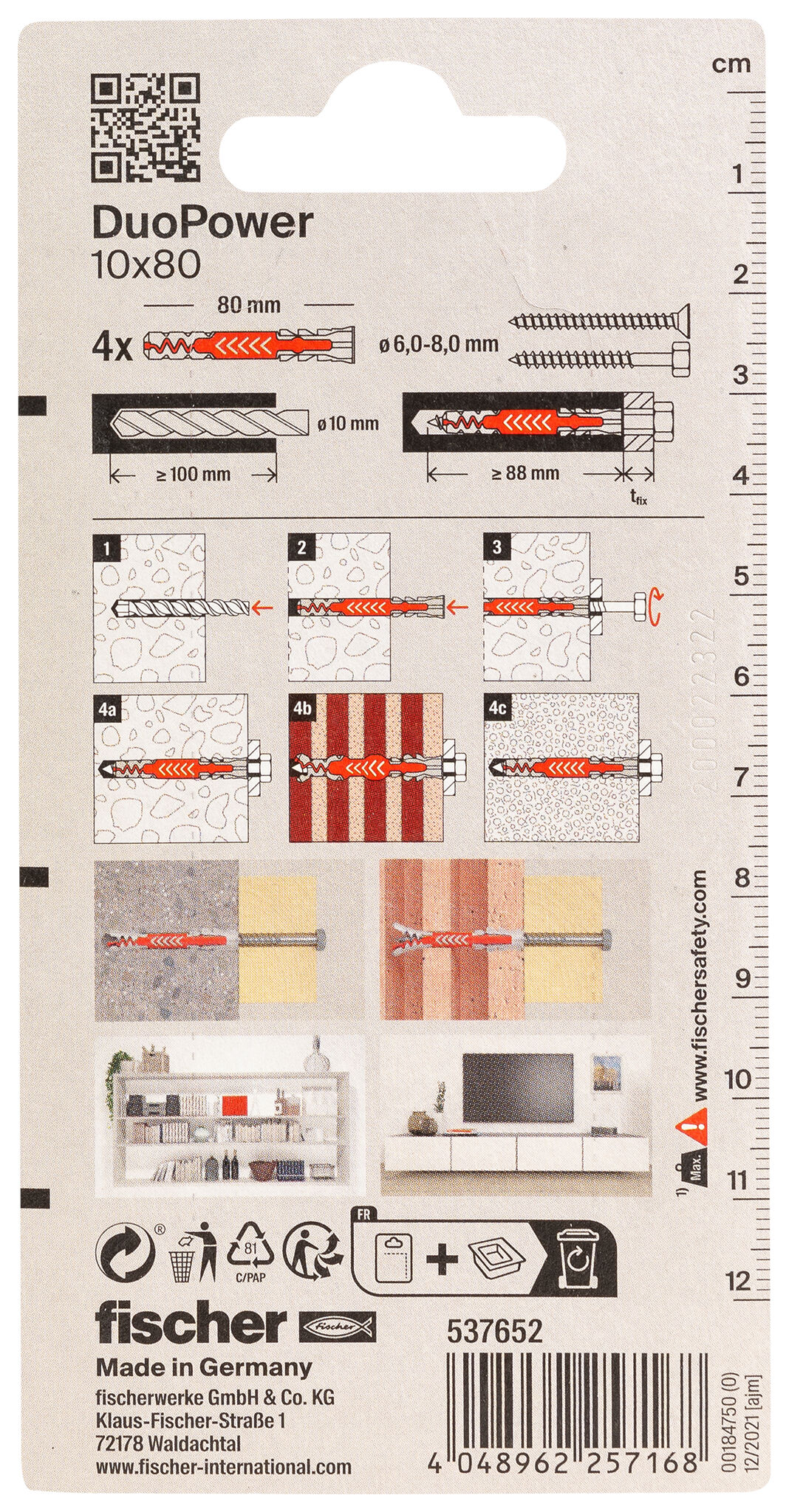 Packaging: "fischer DuoPower 10 x 80"