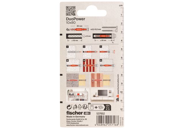 Packaging: "fischer DuoPower 10 x 80"
