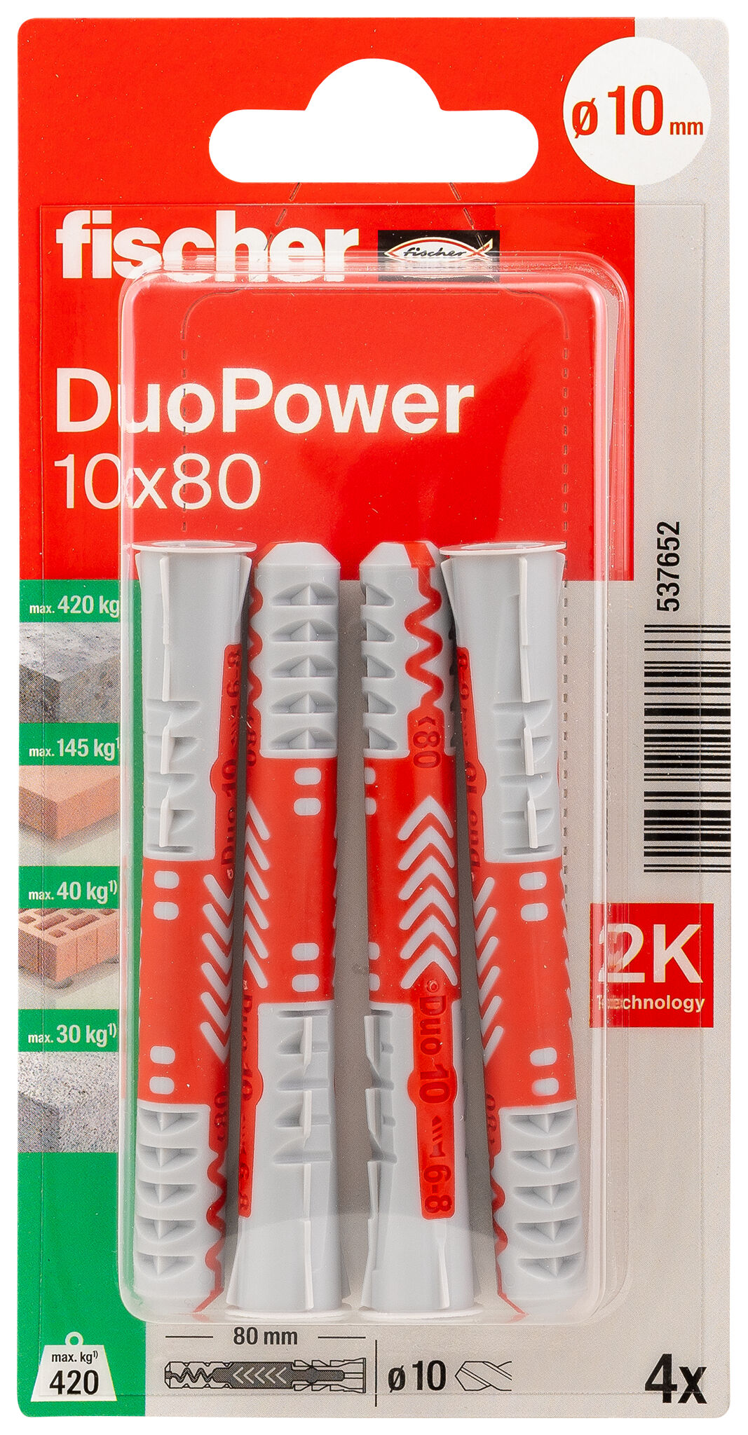 Packaging: "fischer DuoPower 10 x 80"