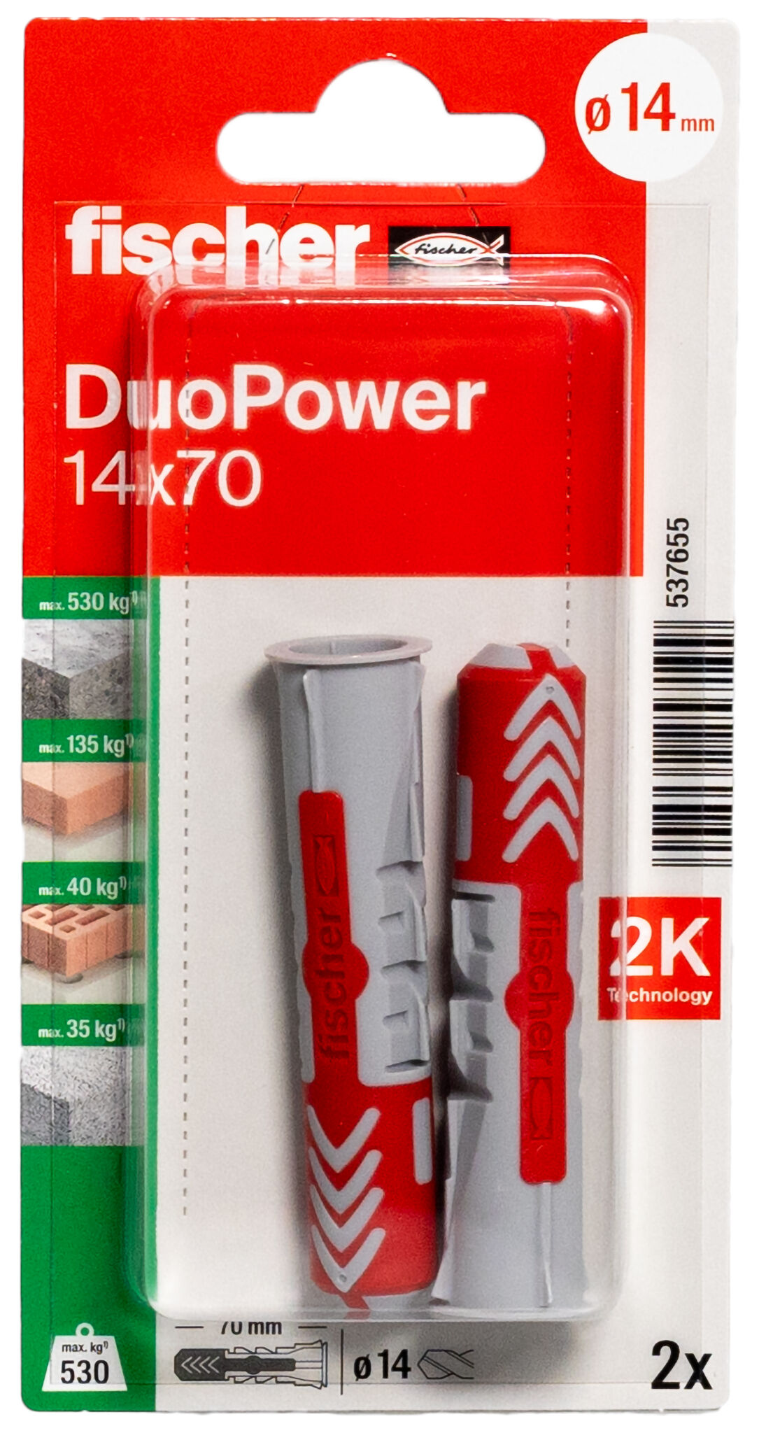 Packaging: "fischer DuoPower 14 x 70"