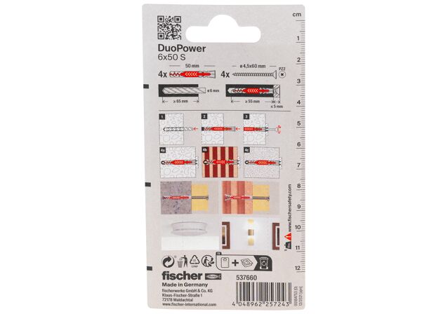 Packaging: "fischer DuoPower 6 x 50 S with screw"