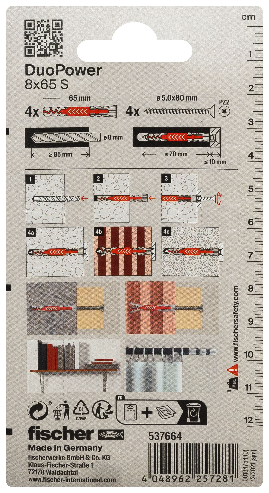 Packaging: "fischer DuoPower 8x65 met schroef"