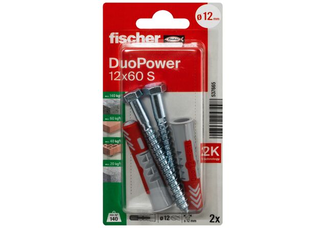 Packaging: "fischer DuoPower 12 x 60 S so skrutkou"