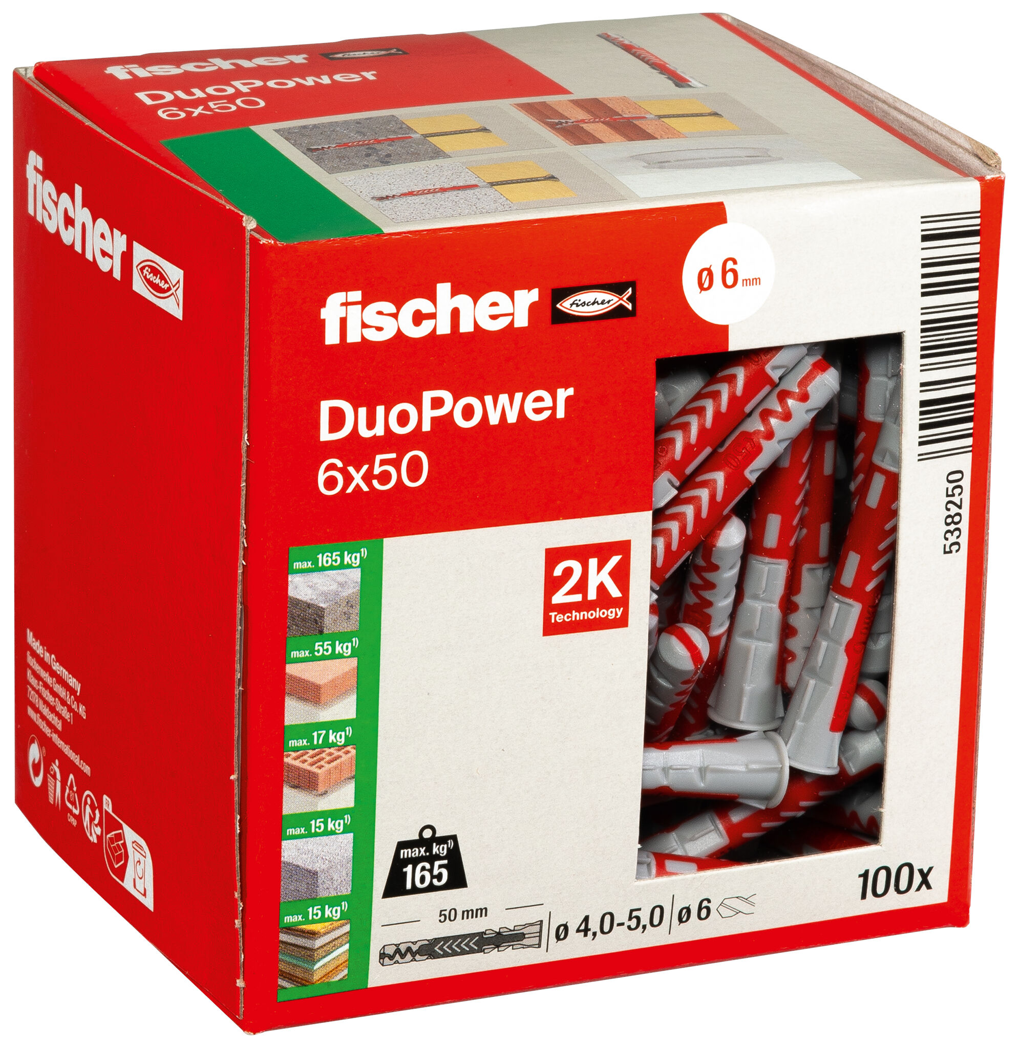 Verpackung: "fischer DuoPower 6 x 50"