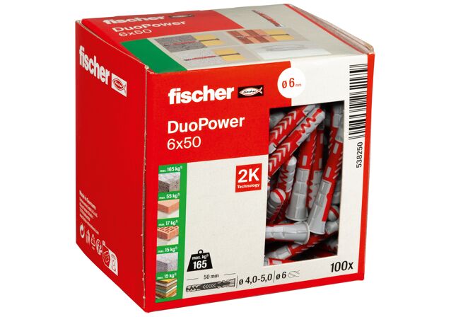 Packaging: "fischer DuoPower 6 x 50"