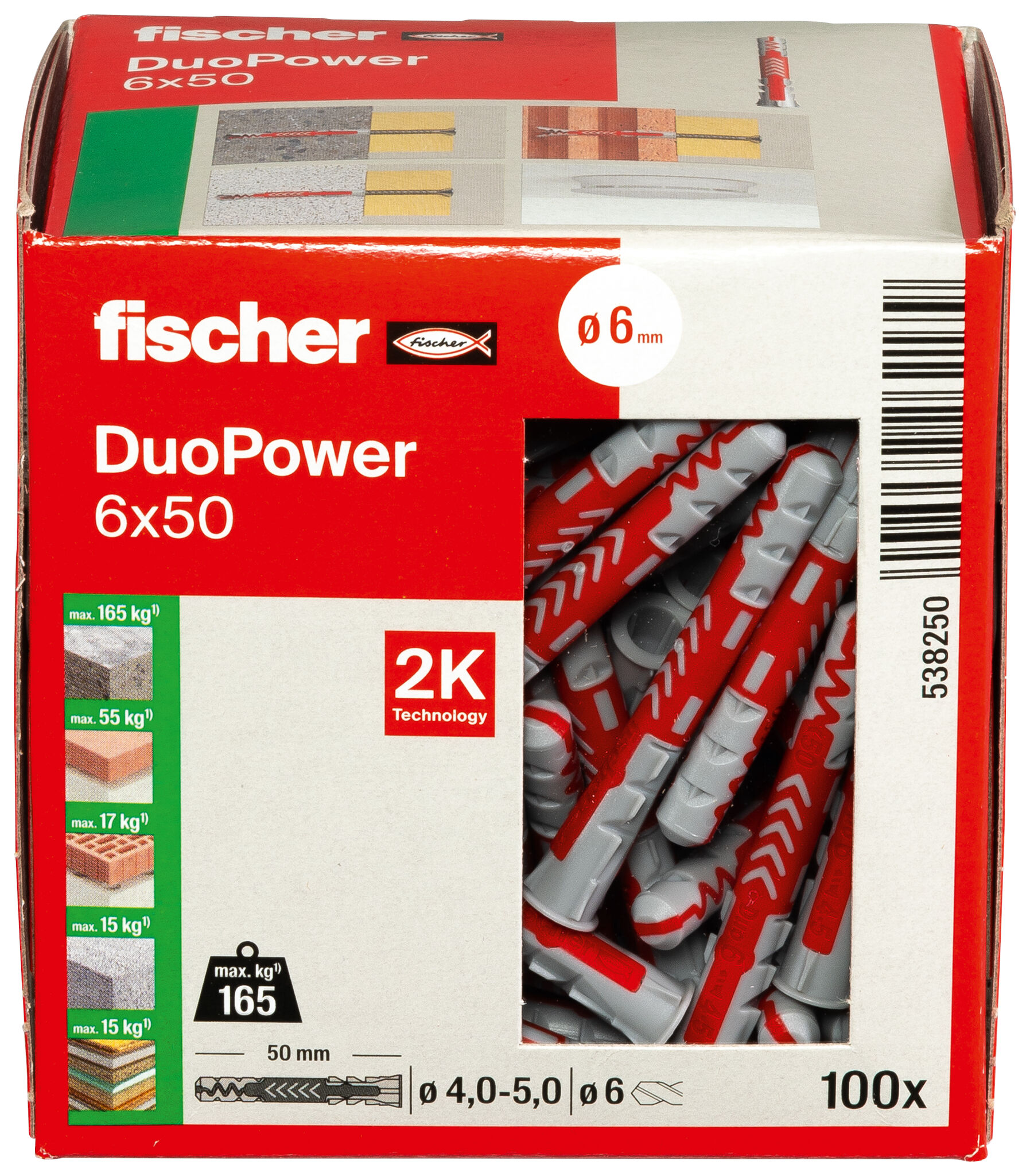 Verpackung: "fischer DuoPower 6 x 50"