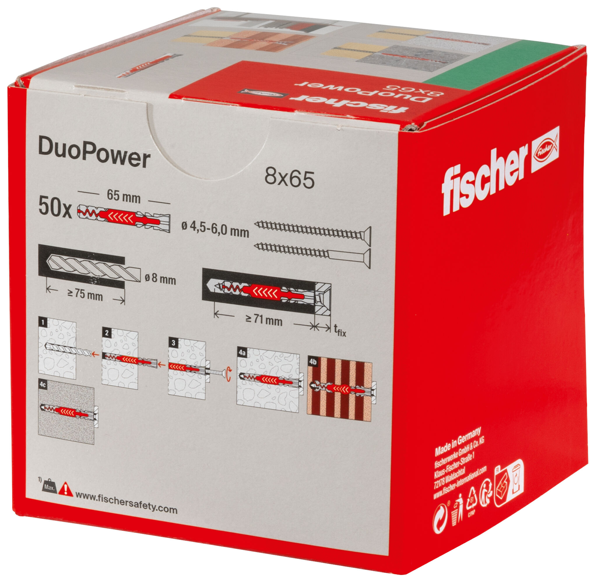 Verpackung: "fischer DuoPower 8 x 65"