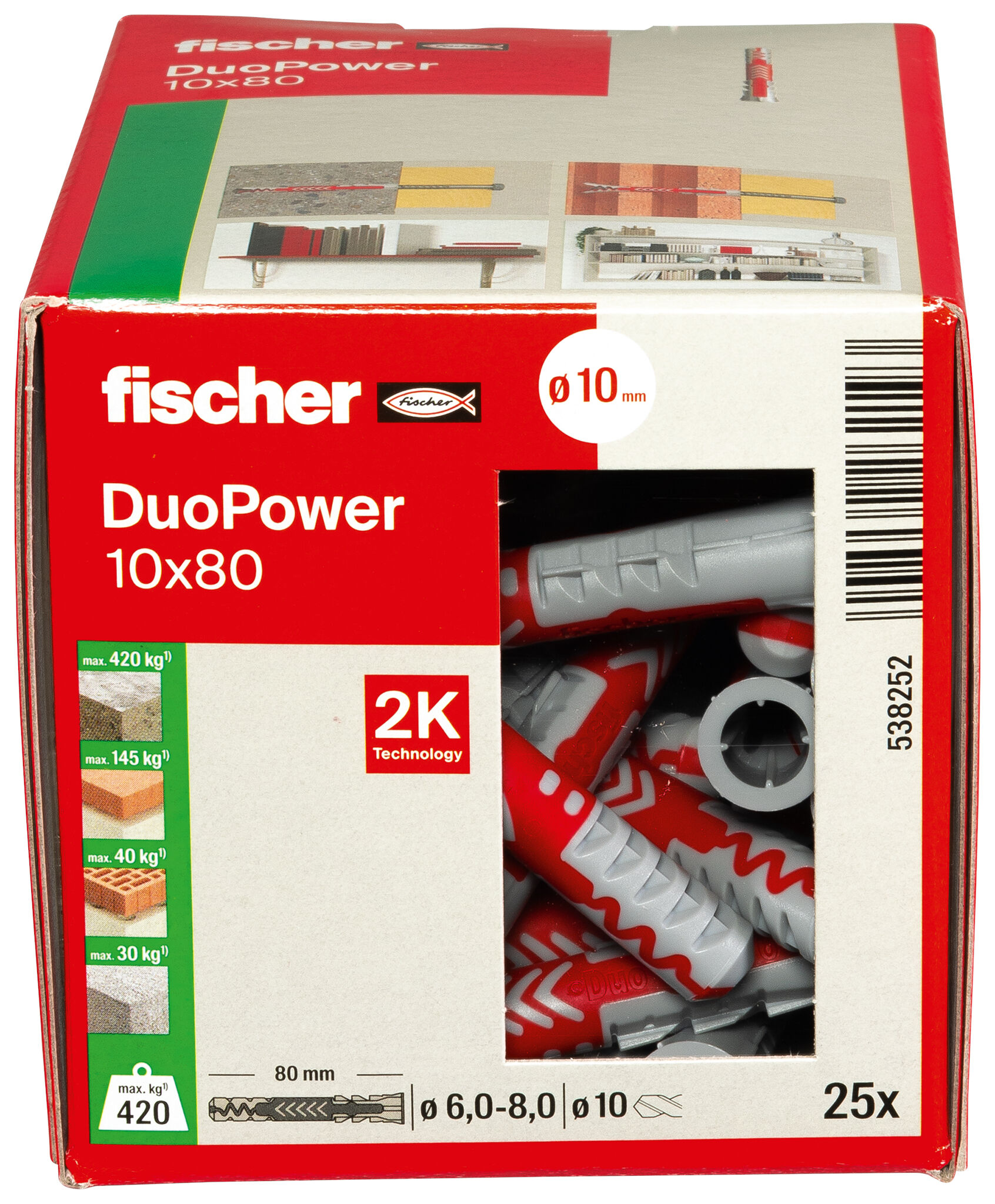 Verpackung: "fischer DuoPower 10 x 80"