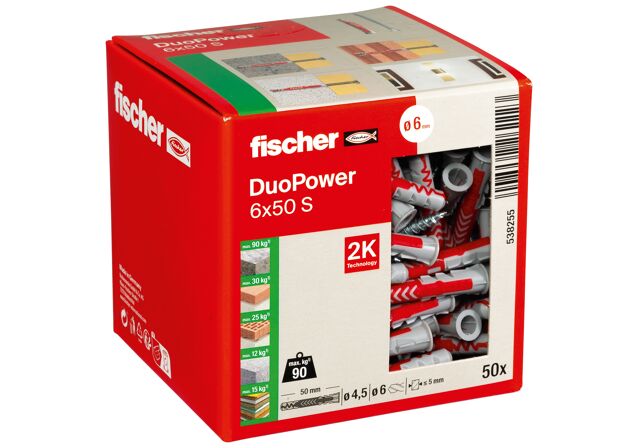 Packaging: "fischer DuoPower 6 x 50 S with screw"