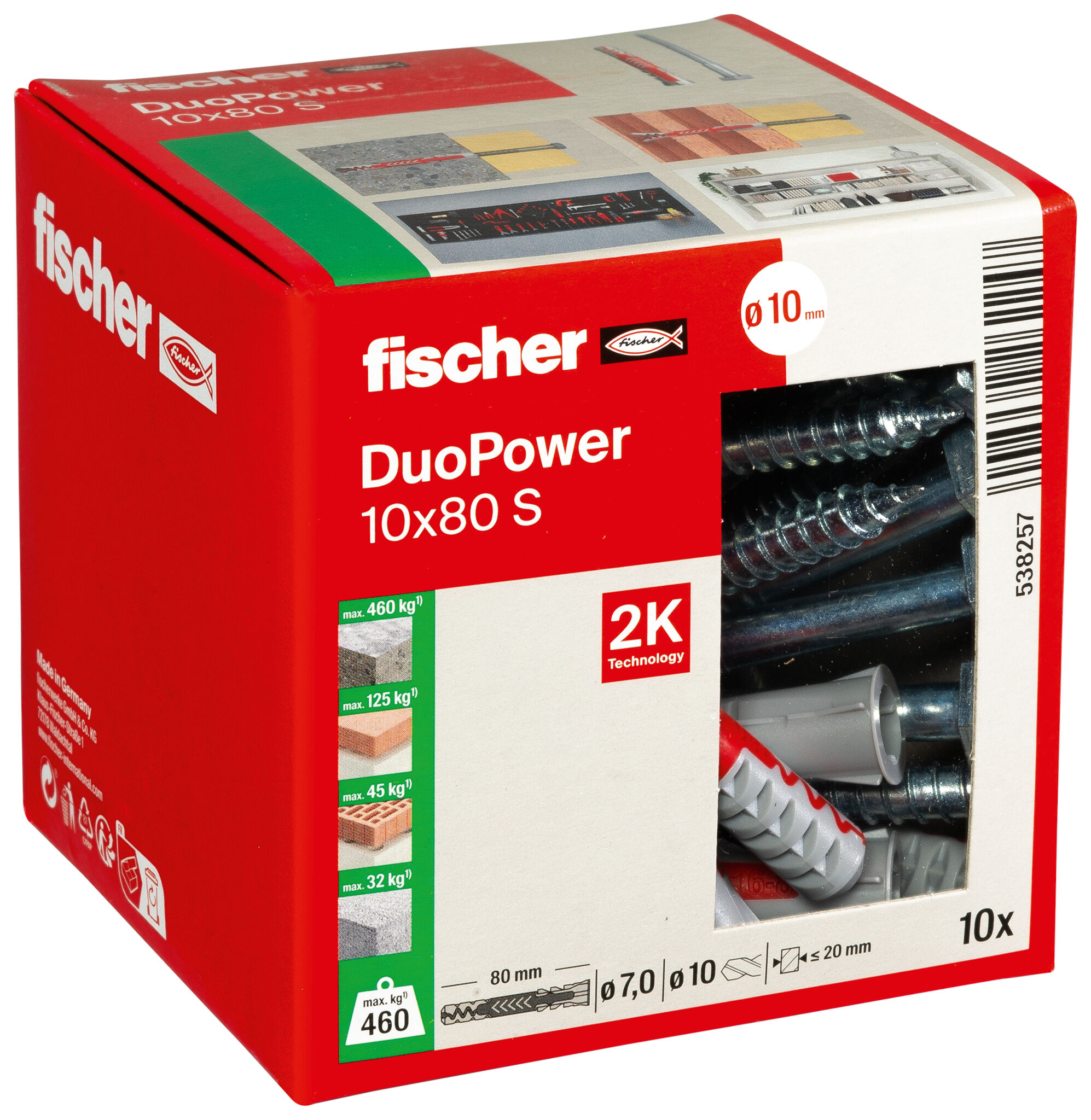 Verpackung: "fischer DuoPower 10 x 80 S"