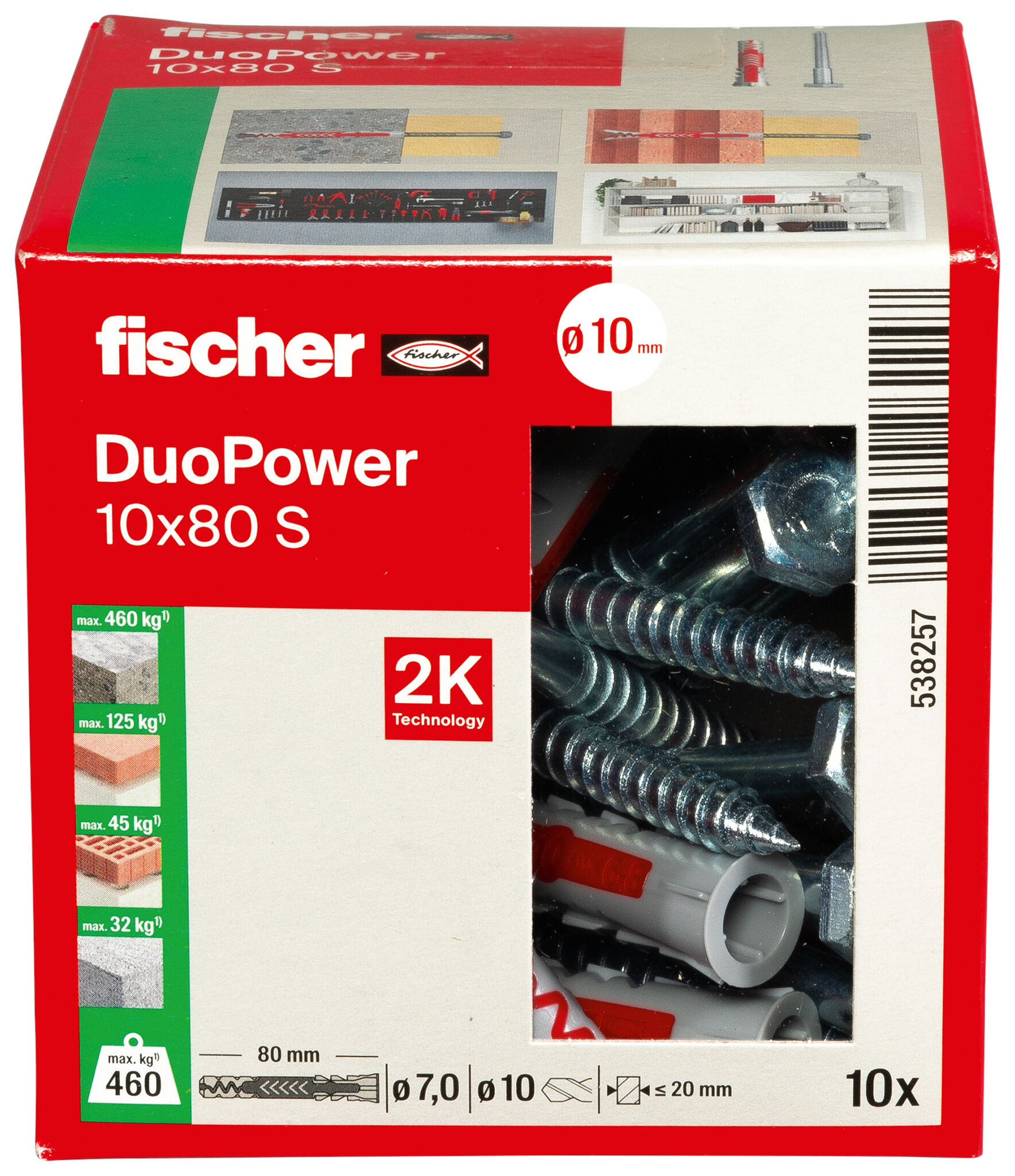 Verpackung: "fischer DuoPower 10 x 80 S"