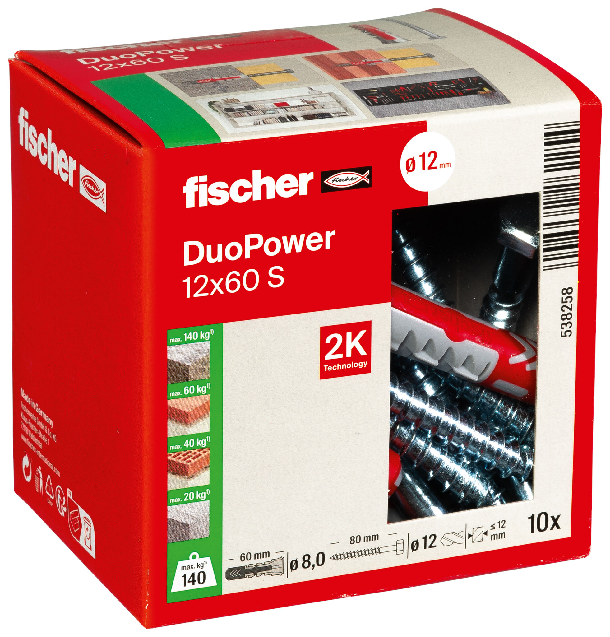 Verpackung: "fischer DuoPower 12 x 60 S"